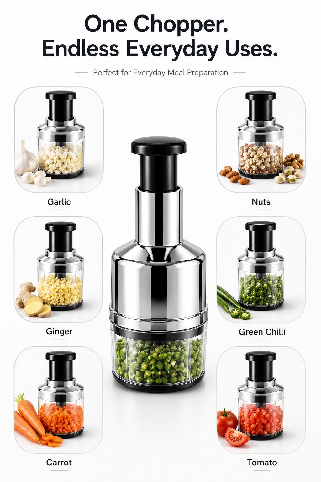 KIVORA Stainless Steel Push Chopper