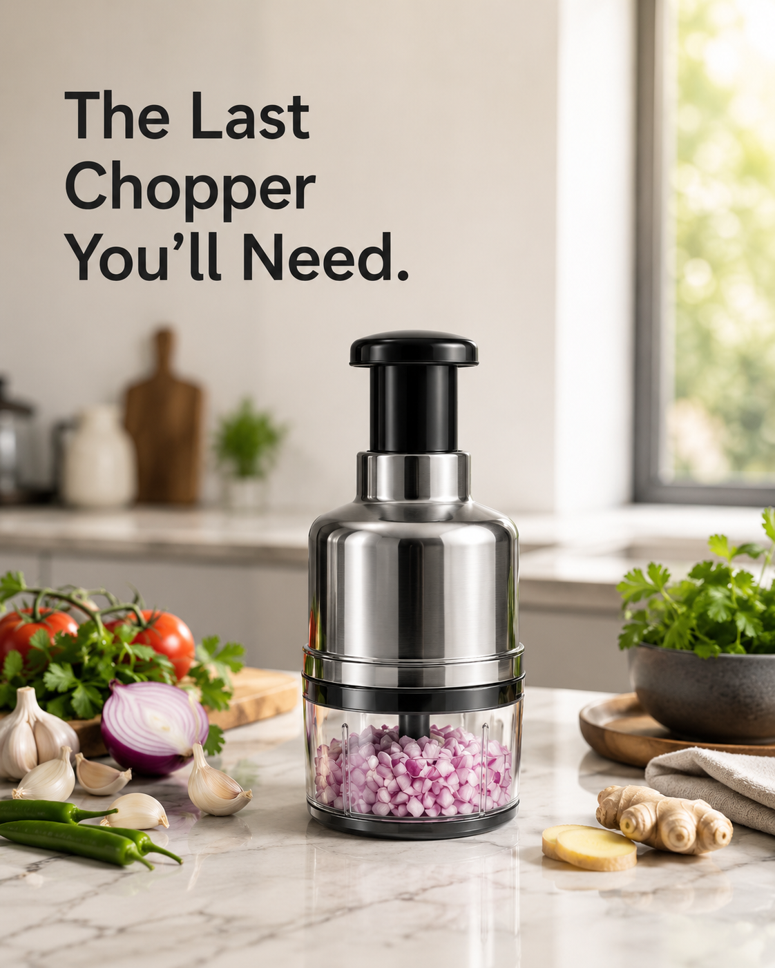 KIVORA Stainless Steel Push Chopper